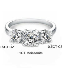 Lab-Created 10/10 Moissanite 2Colors Set Ring 2CT VVS Clarity 14K Gold Plated Stackable 3Stones Hypoallergenic Band for Women Wedding Engagement Birthday Gift Anniversary Prom Party Holiday Date Casual Bling Iced Jewelry