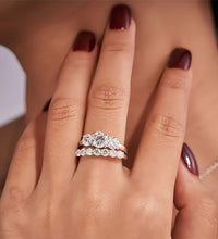 Lab-Created 10/10 Moissanite 2Colors Set Ring 2CT VVS Clarity 14K Gold Plated Stackable 3Stones Hypoallergenic Band for Women Wedding Engagement Birthday Gift Anniversary Prom Party Holiday Date Casual Bling Iced Jewelry