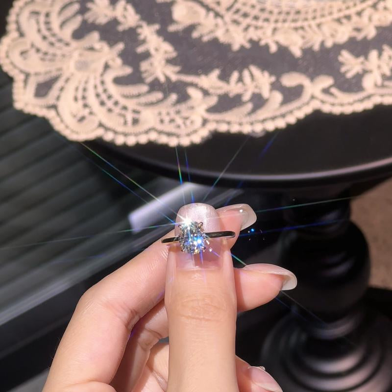 2Ct-Oval 10/10 Moissanite Lab-Created Ring Halo High Setting VVS Clarity 14K Gold Plated Hypoallergenic Band for Women Wedding Engagement Birthday Gift Anniversary Prom Party Holiday Date Casual Bling Iced
