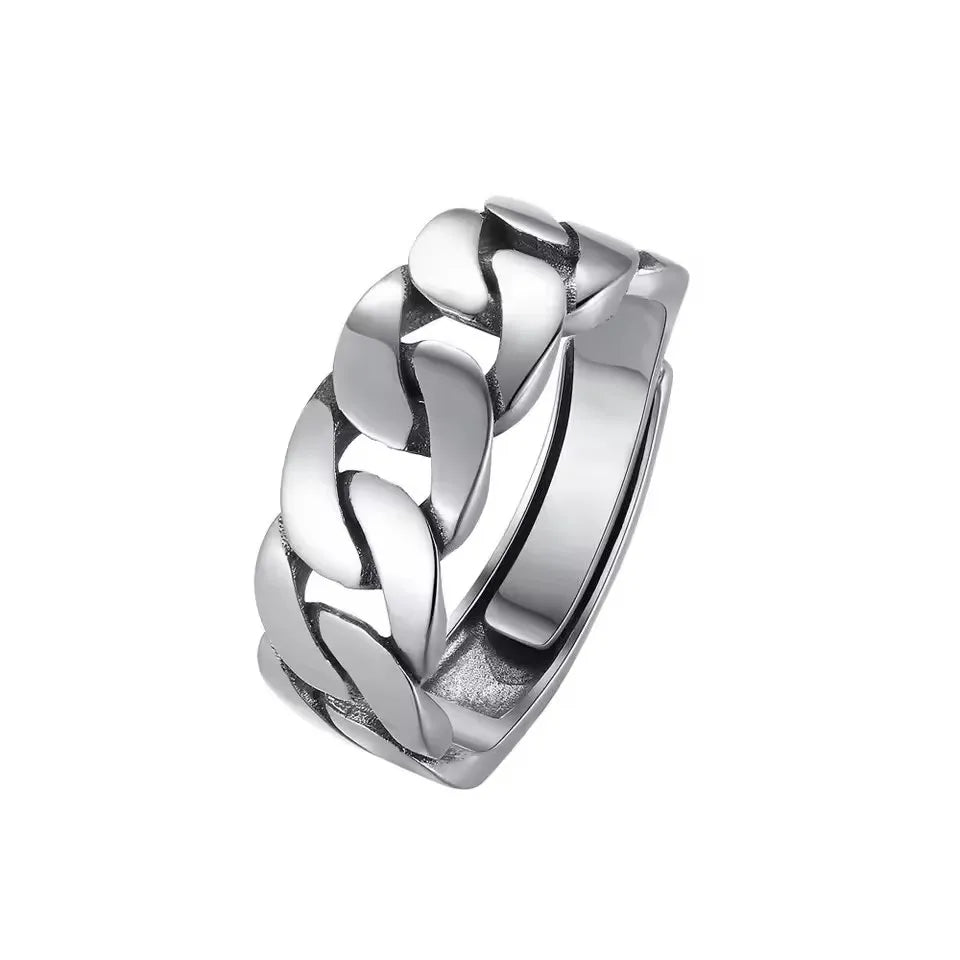 925 Sterling Silver Adjustable Chain Ring for Women – Vintage Jewelry Gift
