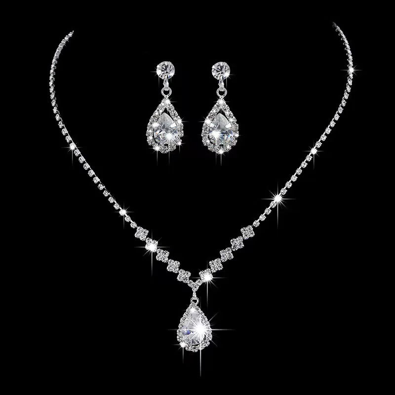 3PC Water Drop Necklace & Earrings Set for Women – Wedding & Party Jewelry Gift