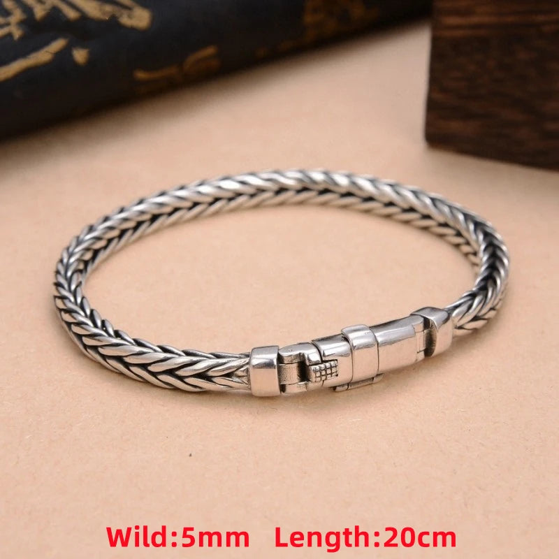 S925 Sterling Silver Retro Keel Bracelet for Women – Bold Fashion Jewelry