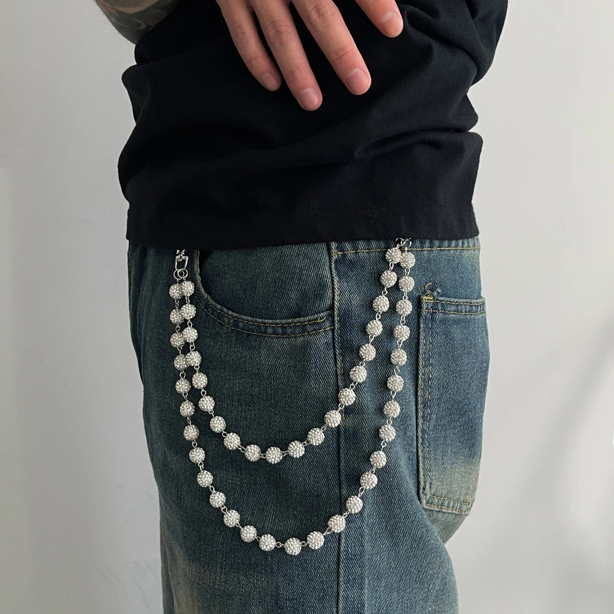 Rhinestone Keychain & Belt Chain for Women – Hip Hop, Rock Jewelry