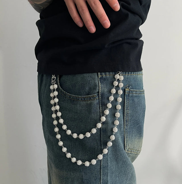 Rhinestone Keychain & Belt Chain for Women – Hip Hop, Rock Jewelry