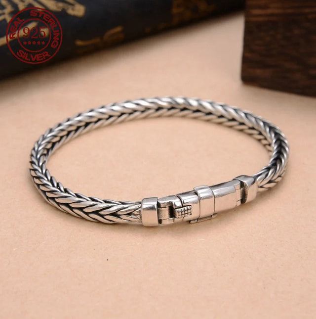 S925 Sterling Silver Retro Keel Bracelet for Women – Bold Fashion Jewelry
