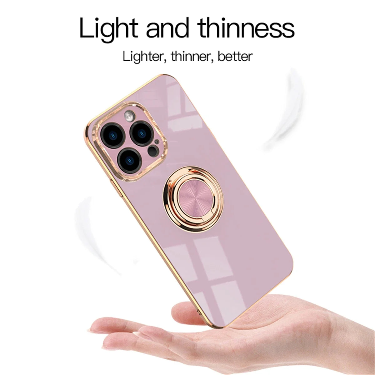 Luxury Silicone iPhone Case for Women – Shockproof with Metal Ring Holder