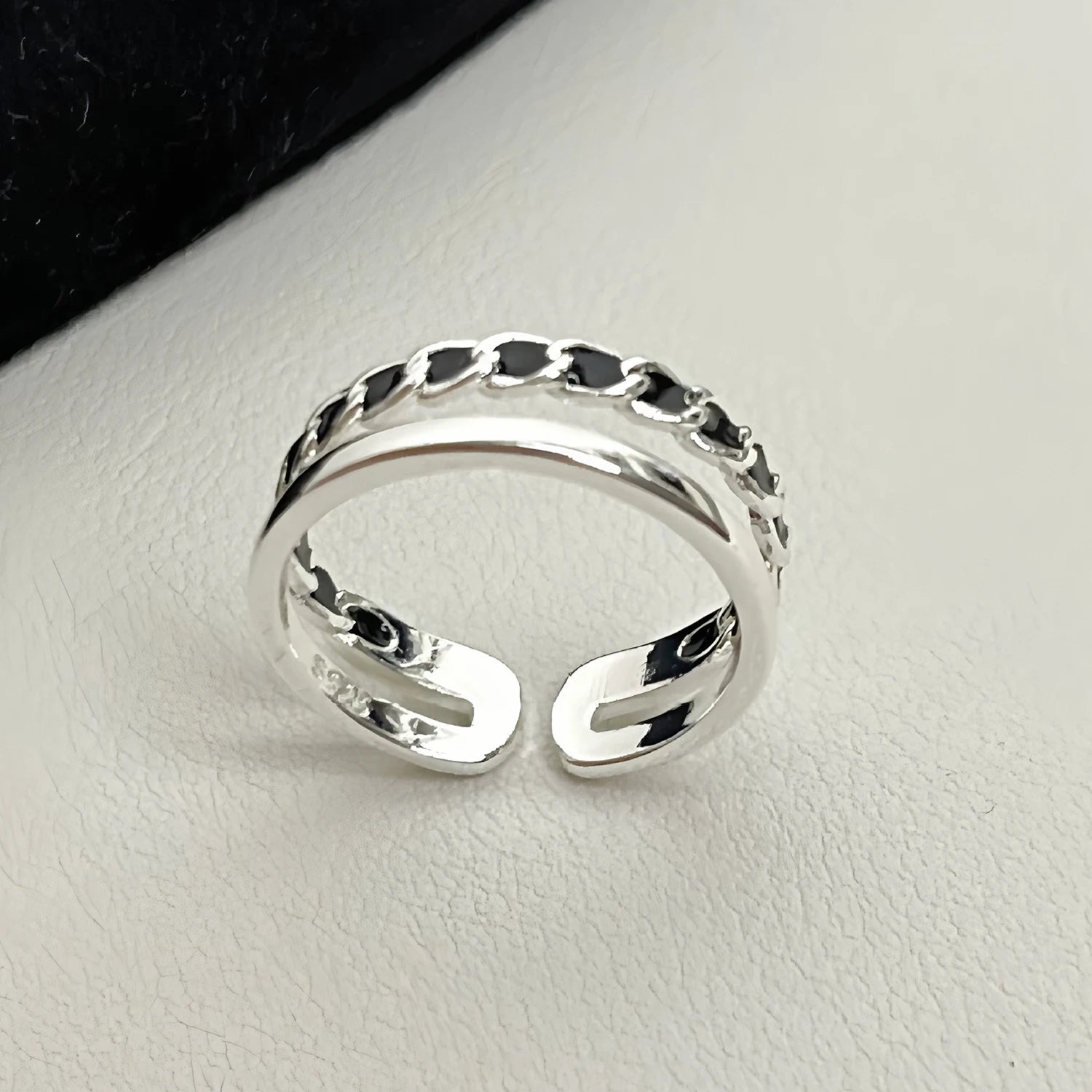 925 Sterling Silver Adjustable Chain Ring for Women – Vintage Jewelry Gift