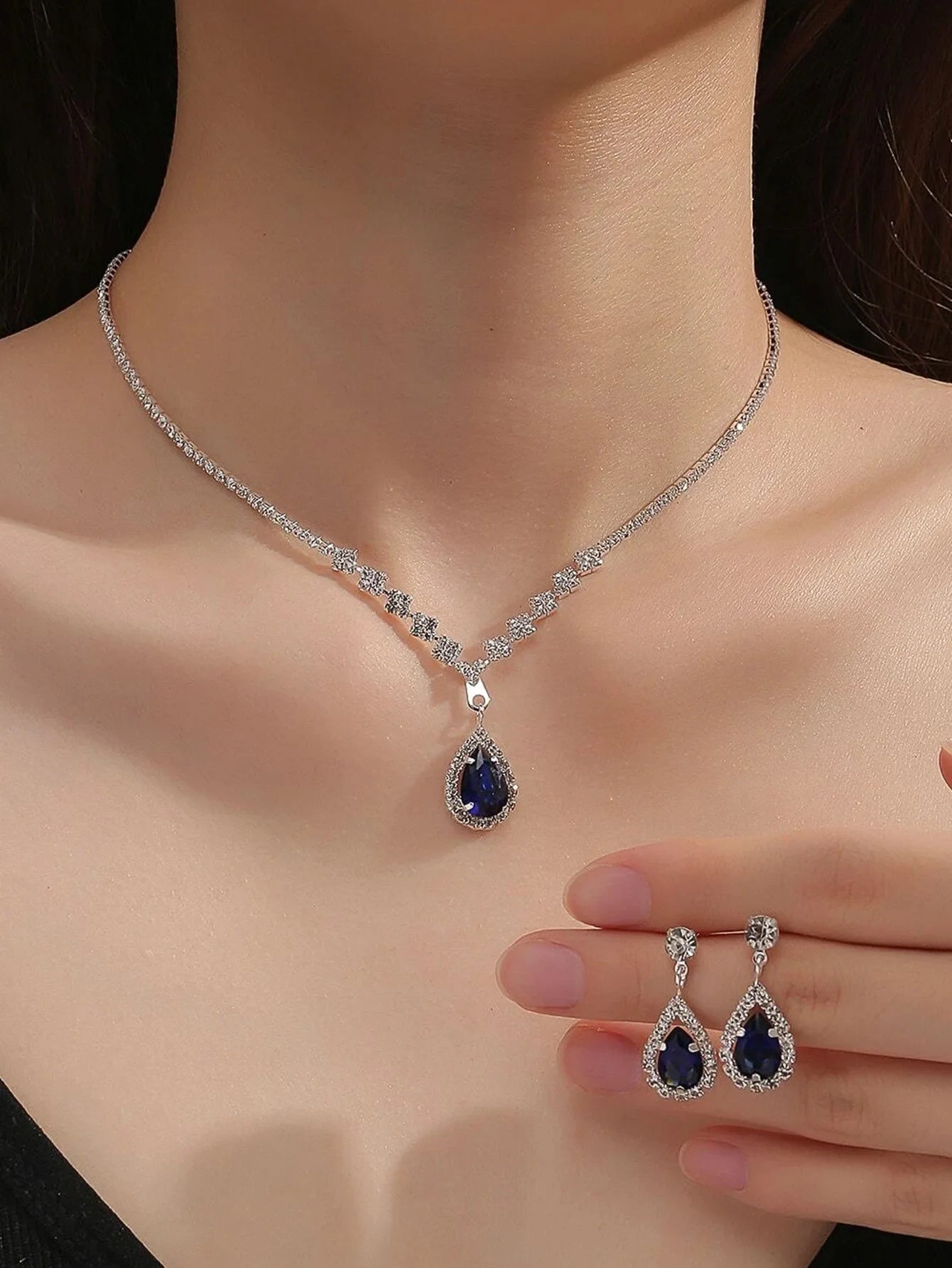 3PC Water Drop Necklace & Earrings Set for Women – Wedding & Party Jewelry Gift