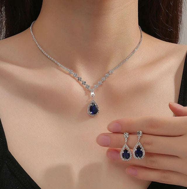 3PC Water Drop Necklace & Earrings Set for Women – Wedding & Party Jewelry Gift