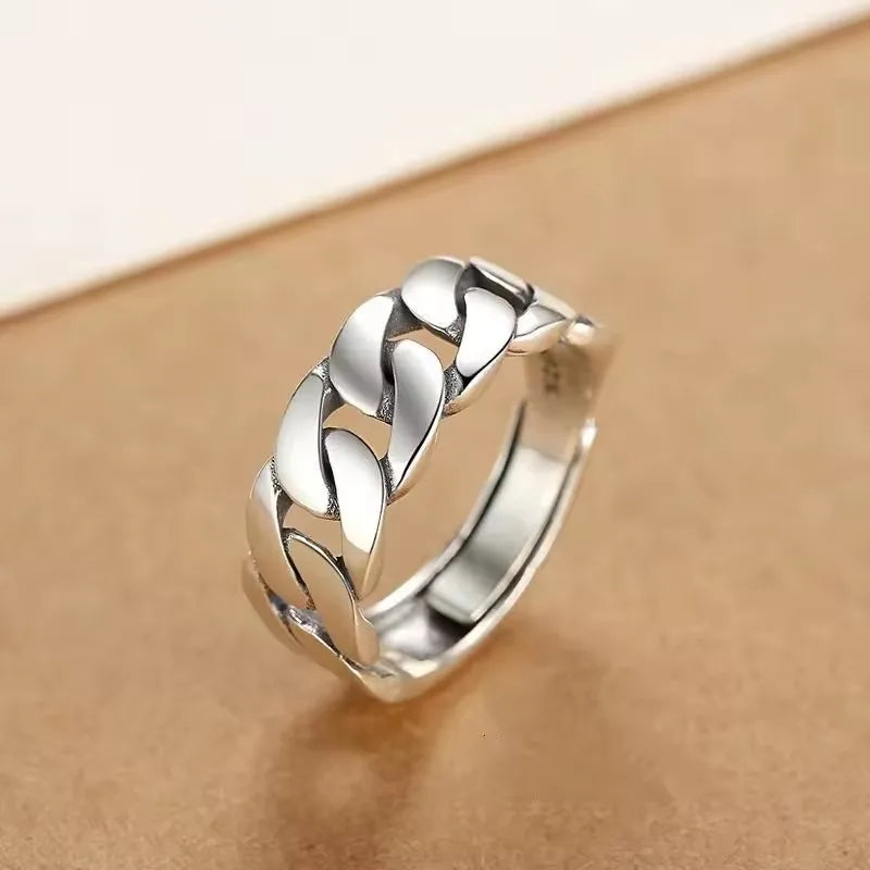 925 Sterling Silver Adjustable Chain Ring for Women – Vintage Jewelry Gift