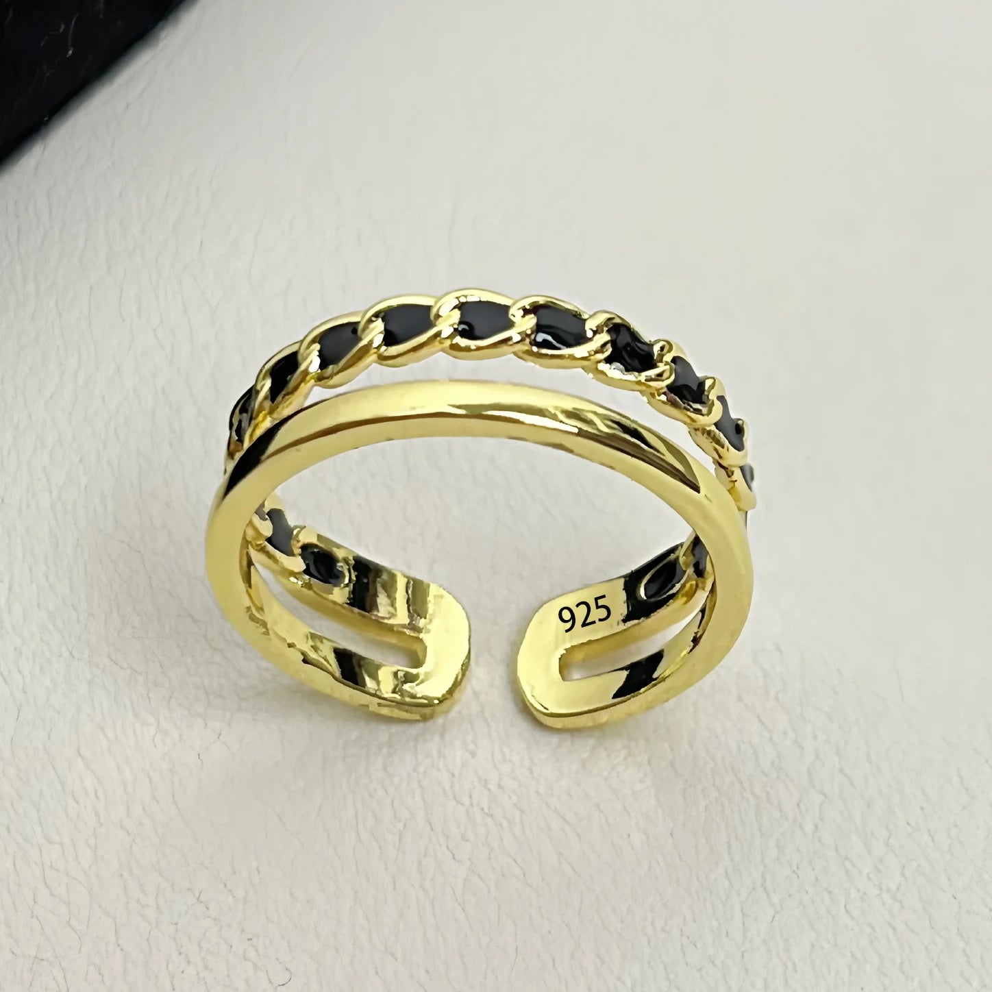 925 Sterling Silver Adjustable Chain Ring for Women – Vintage Jewelry Gift