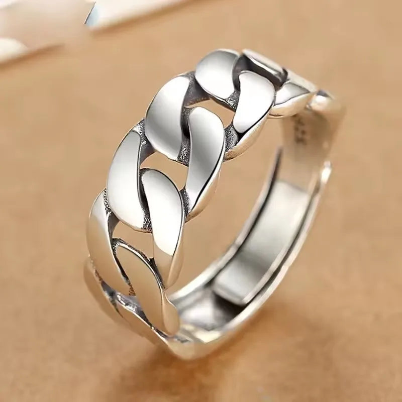 925 Sterling Silver Adjustable Chain Ring for Women – Vintage Jewelry Gift