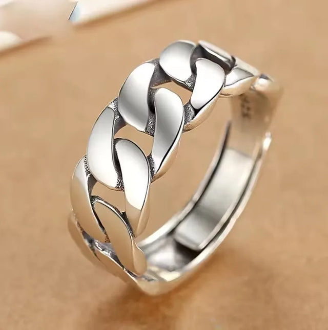 925 Sterling Silver Adjustable Chain Ring for Women – Vintage Jewelry Gift