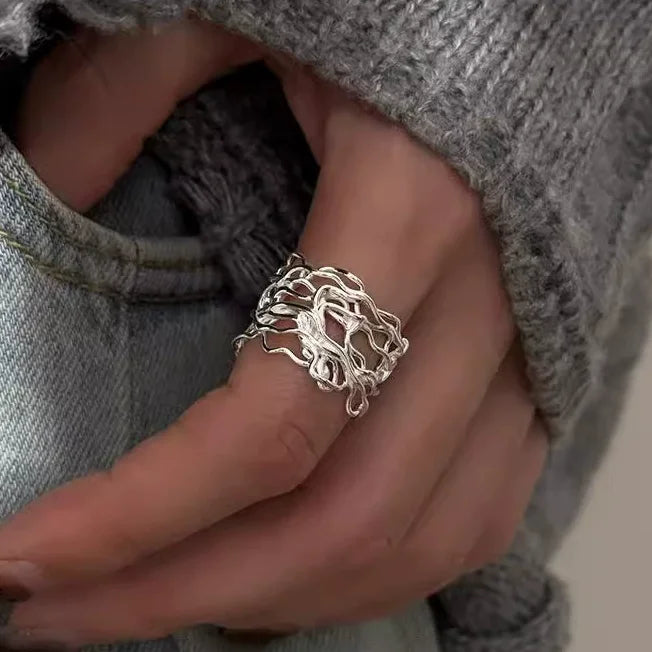925 Sterling Silver Adjustable Chain Ring for Women – Vintage Jewelry Gift