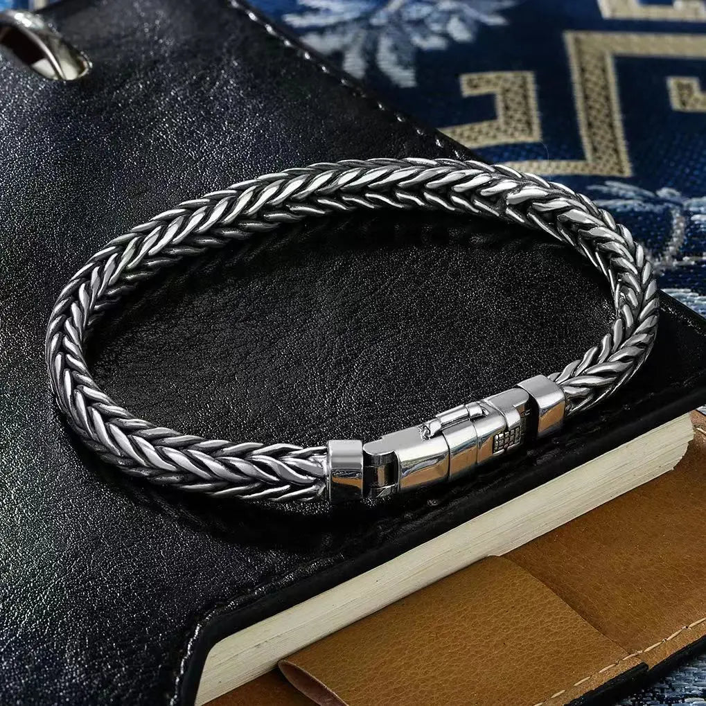 S925 Sterling Silver Retro Keel Bracelet for Women – Bold Fashion Jewelry