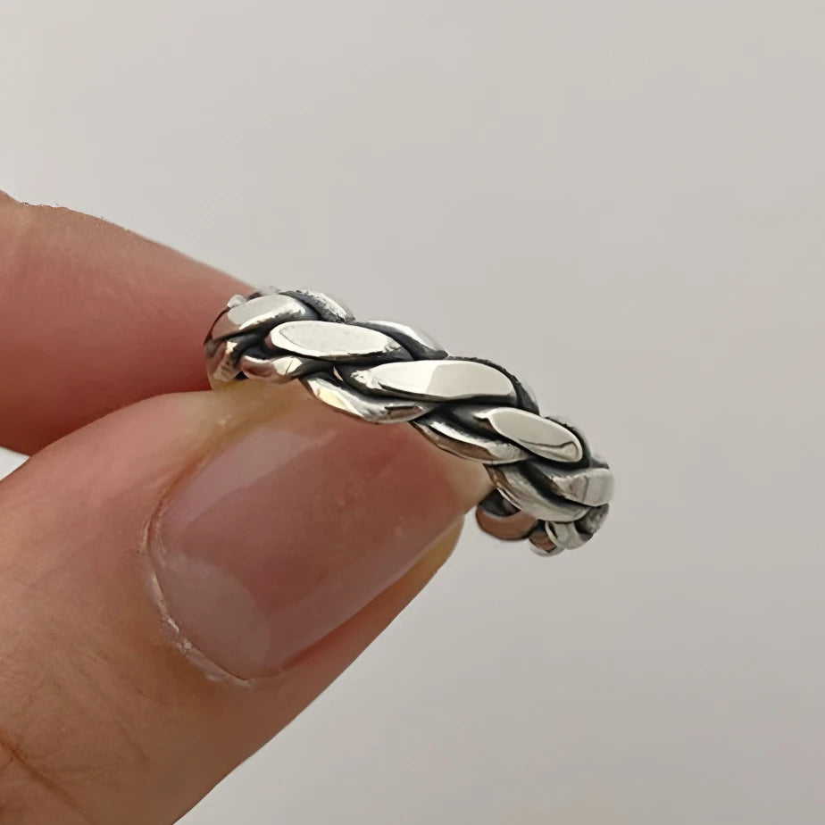 925 Sterling Silver Adjustable Chain Ring for Women – Vintage Jewelry Gift