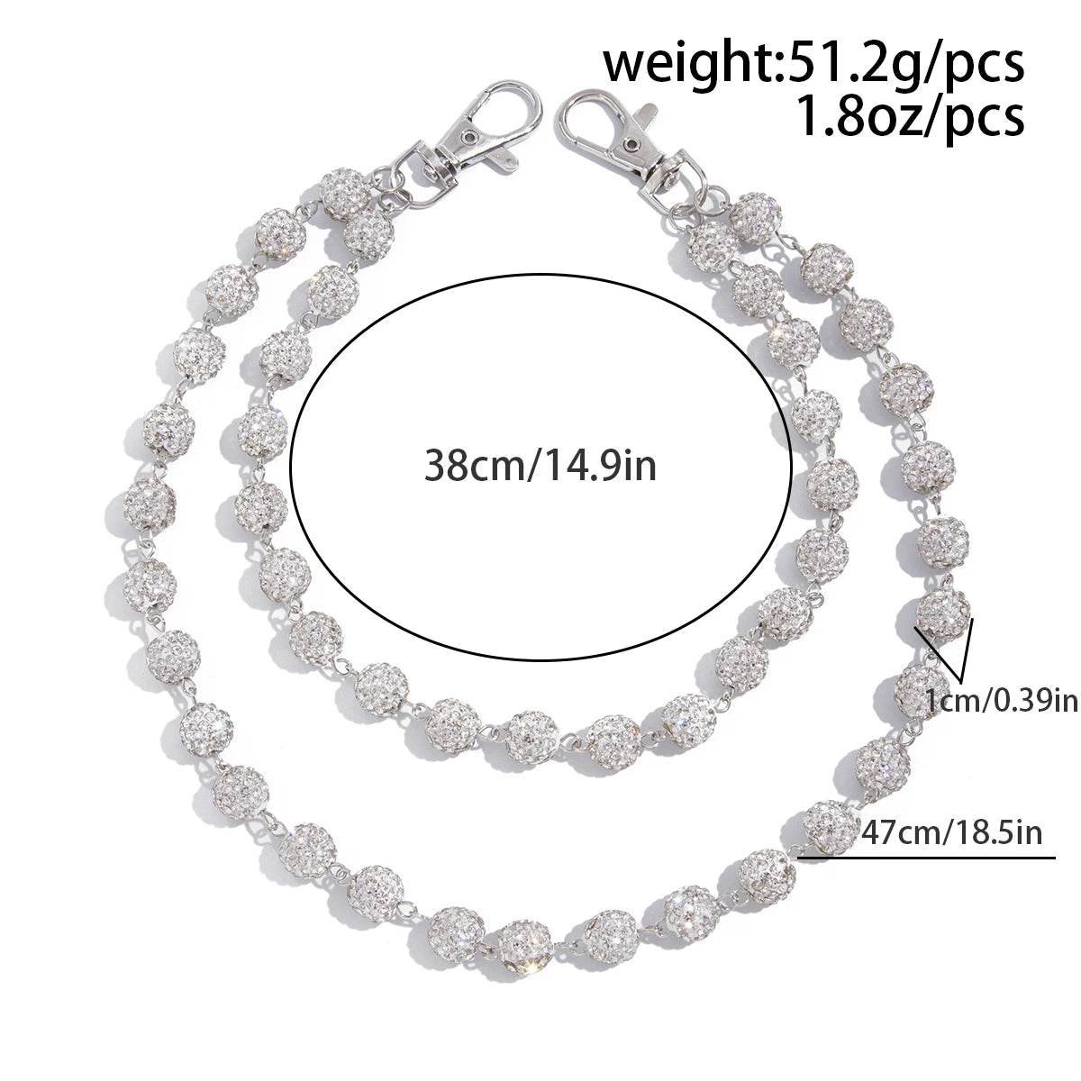 Rhinestone Keychain & Belt Chain for Women – Hip Hop, Rock Jewelry
