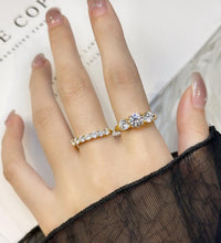 Lab-Created 10/10 Moissanite 2Colors Set Ring 2CT VVS Clarity 14K Gold Plated Stackable 3Stones Hypoallergenic Band for Women Wedding Engagement Birthday Gift Anniversary Prom Party Holiday Date Casual Bling Iced Jewelry