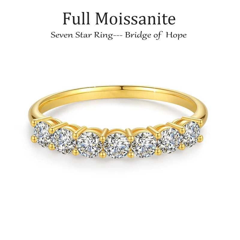 Lab-Created 10/10 Moissanite 2Colors Set Ring 2CT VVS Clarity 14K Gold Plated Stackable 3Stones Hypoallergenic Band for Women Wedding Engagement Birthday Gift Anniversary Prom Party Holiday Date Casual Bling Iced Jewelry