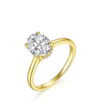 2Ct-Oval 10/10 Moissanite Lab-Created Ring Halo High Setting VVS Clarity 14K Gold Plated Hypoallergenic Band for Women Wedding Engagement Birthday Gift Anniversary Prom Party Holiday Date Casual Bling Iced